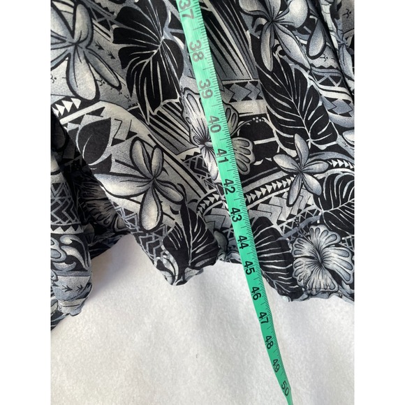 Makai Beach Hawaii Sharkbite Dress Womens XL Black White Tropical Rayon V-Neck - Picture 3 of 8